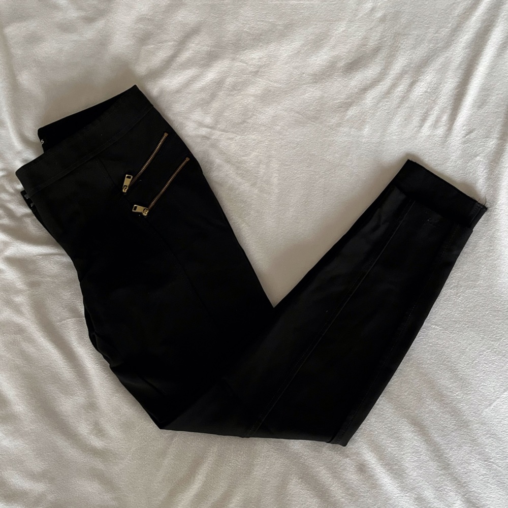 Express Design Studio Black Skinny Pants with Double Gold Zippers